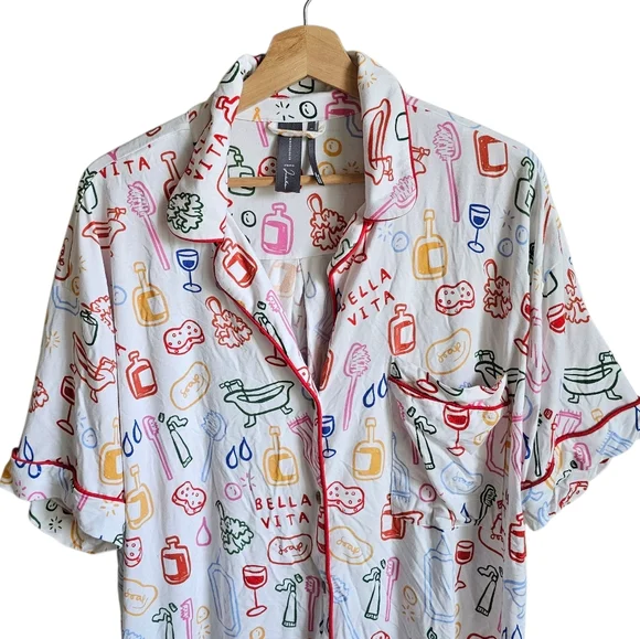 Anthropologie Colorful Patterned Womens Pajama Shirt Size Large - Picture 3 of 8